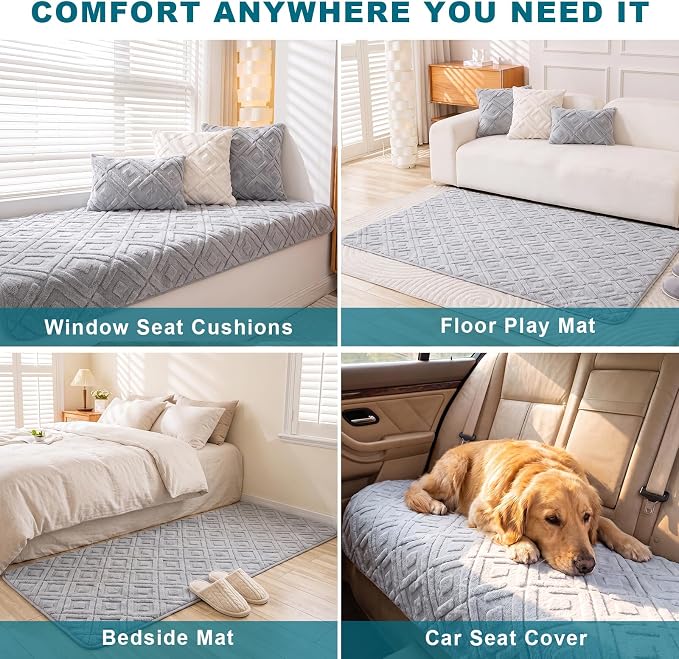 KRFOONN Couch Cover for Dogs Non Slip Washable Plush Sofa Protector Grey | Pet Sofa Slipcovers for 3 Cushion Couch, Scratch Resistant, Boho Pet Covers for Couches & Sofas (35.5" x 71") - Image 6