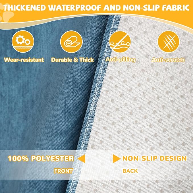 Waterproof Non-Slip Couch Cover for Pets, Navy Blue 79" x 150" | Dogs Sofa Cover, Washable, Pet Friendly, Anti Cat Scratch, Furniture Protector, for 3 Cushion Couch Sectional L Shaped Sofa - Image 5