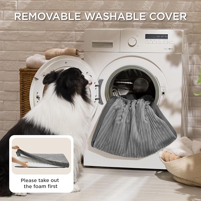 Bedsure ComfyFleece XXL Dog Bed for Crate with Washable Cover, 47x29 | Orthopedic Egg Crate Foam Pet Mat,Removable Cover, Nonslip Bottom,Not Waterproof,Not Chewproof,For Extra Large Breeds ≤100lbs - Image 5