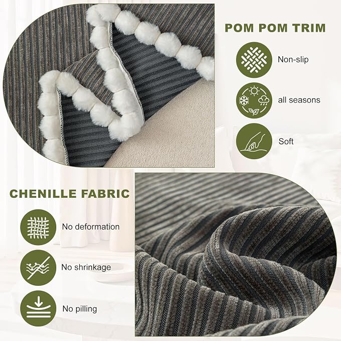 ROOMLIFE Boho Couch Covers for Sofa Washable for 3 Cushion Couch Chenille | Furniture Protector Sofa Couch Cover for Dogs, Soft Breathable Sofa Slipcover, Couch Throw Blankets with Tassels 71''X134'' - Image 3