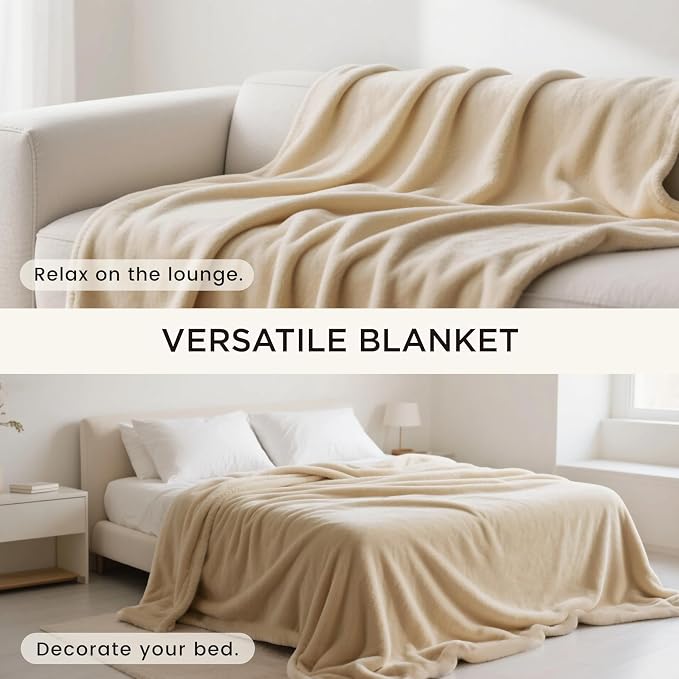 gogobunny Waterproof Bed Blanket, Reversible Sherpa Fleece Throw Blanket for Dog Puppy Cat, Furniture Cover Protects Bed Couch Sofa from Liquid Pee and Pet Fur (Beige, 90x108 inches) - Image 7
