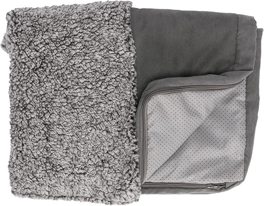 Furhaven Replacement Dog Bed Cover Berber & Suede Blanket Top Mattress, Machine Washable - Gray, Medium by FurHaven