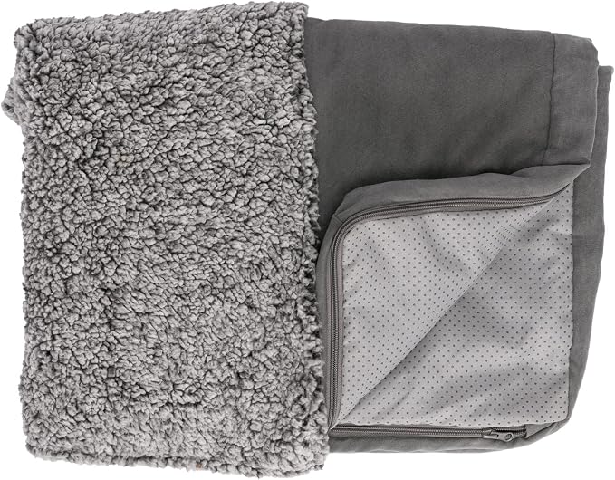 Furhaven Replacement Dog Bed Cover Berber & Suede Blanket Top Mattress, Machine Washable - Gray, Medium by FurHaven