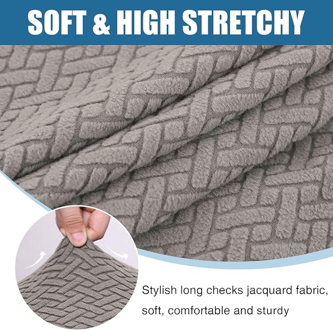 Smiry Waterproof Couch Cushion Covers, Non Slip Seat Cushion Covers | Stretch Jacquard Chaise Lounge Sofa Slipcover, Washable Elastic Furniture Protector for Pets, Back Cover M, Taupe - Image 7