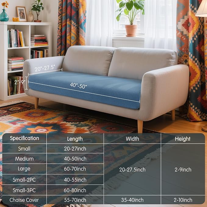 Hokway Couch Cushion Covers Stretch Cushion Covers Sofa Seat Cushion Slipcover Cushion Protector(DenimBlue, Medium) - Image 3
