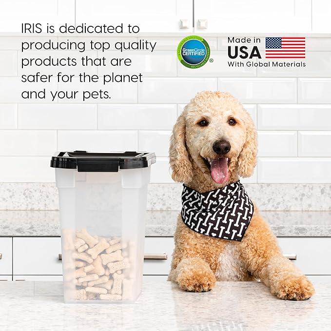 IRIS USA Airtight Dog Food Storage Container, WeatherPro, Up to 10 lbs, for Dog Cat Bird and Other Pet Food Storage Bin, Keep Fresh, Translucent Body, Made in USA, Clear/Black - Image 9