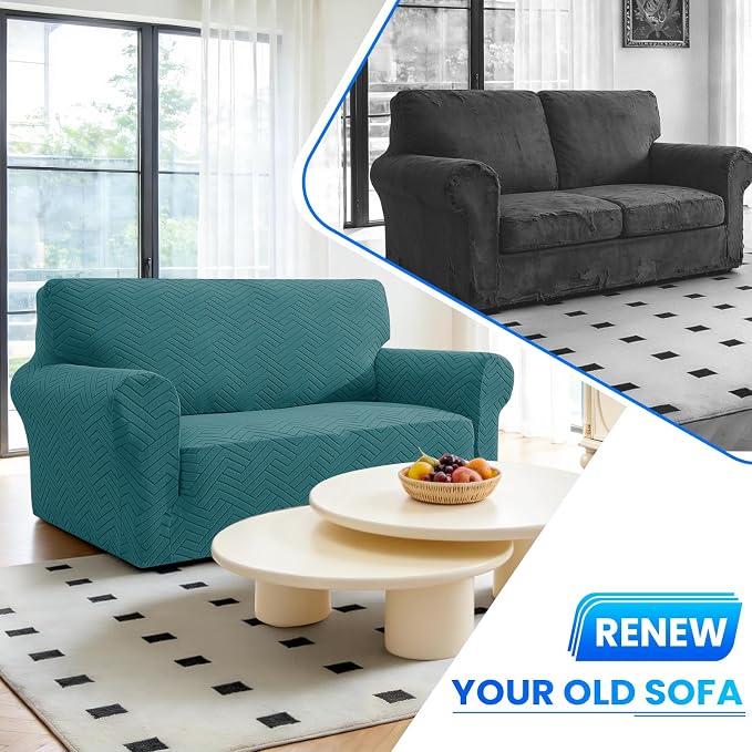 Stretch Sofa Cover Non-Slip Washable Furniture Protector | Stretch, 31"-46".Soft, Non Skid Foam, Elastic Bottom, Machine Washable, for Kids & Pets, Couch & Sofa, Dark Green - Image 7