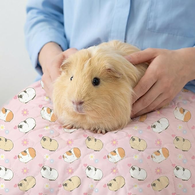 Guinea Pig Bedding, 49x24 2Pack Guinea Pig Fleece Cage Liner, Washable Waterproof Reusable & Anti Slip, Absorbent Guinea Pig Pee Pad for Small Animal, Rabbit, Bunny, Chinchilla, Pink - Image 5