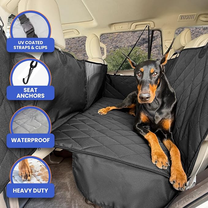 4Knines Back Seat Extender for Dogs, Hard Bottom Waterproof Backseat Protector with EZ Door Guard (Camo, Regular) - Image 7