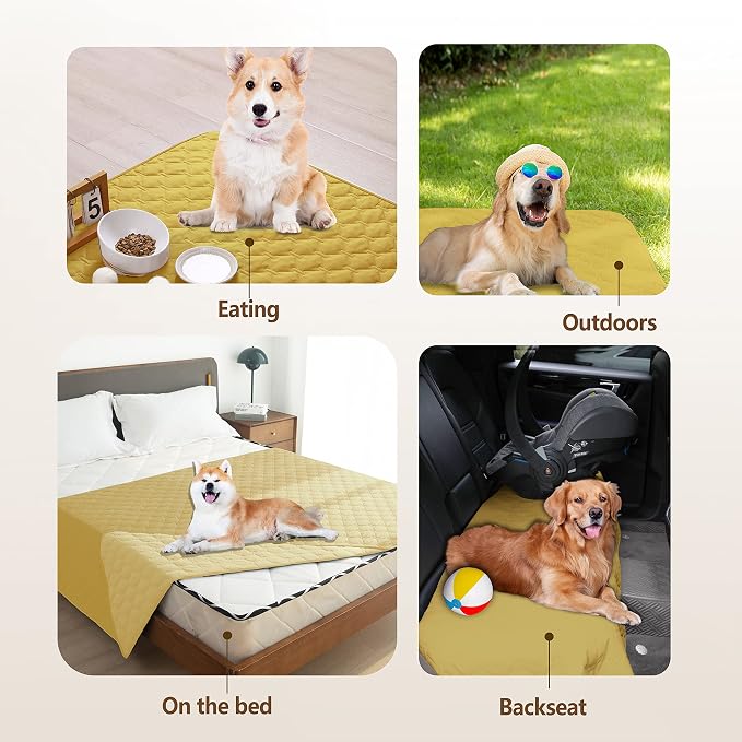 gogobunny 100% Double-Sided Waterproof Dog Bed Cover Pet Blanket Sofa Couch Furniture Protector for Puppy Large Dog Cat, Reversible (40x50 Inch (Pack of 1), Dark Yellow/Light Yellow) - Image 7