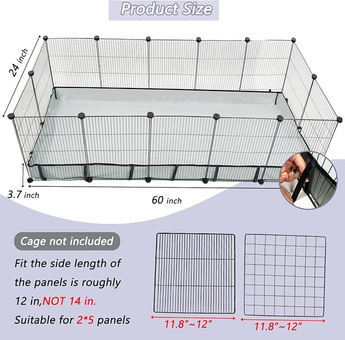 DZWLKJ Guinea Pig Cage Liner Tarp Bottom Waterproof and Washable Base Also for Rabbits, Bunny, Chinchesillas, Hedgehog, Ferrets and Other Small Animals(24x60 inches) - Image 2