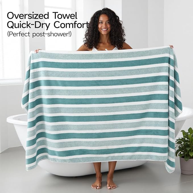 REDKISS 6-Piece Microfiber Bath Towel Set, Ultra Soft, Highly Absorbent & Quick Dry, 35x70 Inch Oversized, Green Towels for Bathroom, Spa, Gym, 2 Bath 2 Hand 2 Washcloths - Image 6