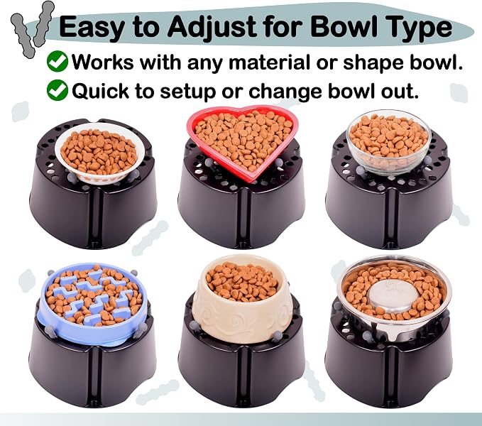 My Bowl Stand | 5” Elevated Stand for Any Dog Bowl up to 7.5” Width, Made in USA, Lift Your Pet’s Food or Water, Reduces Joint Strain, Sturdy + Washable + Stackable, Adjustable Raised Feeder - Image 3