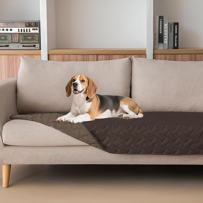 gogobunny 100% Double Sided Waterproof Dog Blanket Soft Pet Bed Cover Reversible Protect Furniture Couch Sofa Car for Puppy Cat (Dark Coffee/Light Coffee, 30x70 Inch (Pack of 1)) by gogobunny