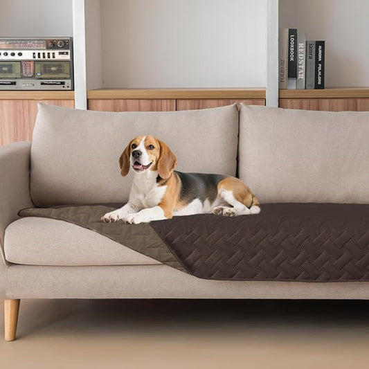 gogobunny 100% Double Sided Waterproof Dog Blanket Soft Pet Bed Cover Reversible Protect Furniture Couch Sofa Car for Puppy Cat (Dark Coffee/Light Coffee, 30x70 Inch (Pack of 1)) by gogobunny