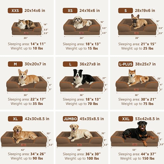 Comfort Expression Orthopedic Dog Beds for Large Sized Dog with Bolster | Waterproof Dog Couch Bed with Washable Cover & Non-Slip Bottom, Supportive Egg Crate Foam Large Pet Bed, 38x25 Inch - Image 8