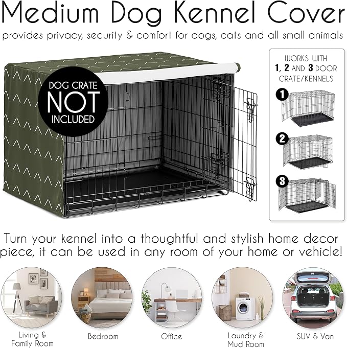 Sweet Jojo Designs 36in. Medium Dog Crate Cover (Hunter Green Boho Arrow) Pet Cage, Kennel Covers (White, Bohemian, Tribal, Southwest, Chevron, Geometric, Herringbone, Woodland) - Image 4