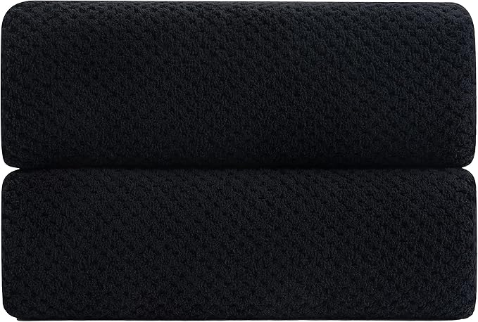 Smuge 2 Piece Hand Towels Set,100% Microfiber - Quick Dry, Thick, Soft, Plush and Highly Absorbent Luxury Hotel & Spa Bath Towel for Bathroom, Pack of 2 (Black) by Smuge