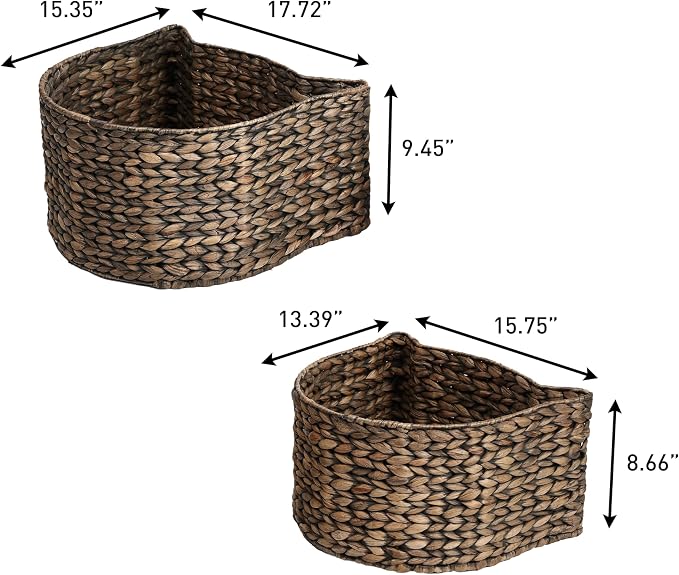 BSK4001B-2SET Feliz Cat-Shaped Hand Woven Water Hyacinth Nesting Pet Toy Organizer Baskets, Cay Storage Box for Living Room, Brown (Set of 2) - Image 4