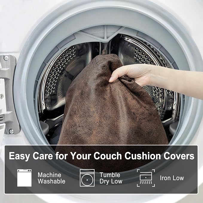 ANARACHON Leather Look Couch Cushion Covers Sofa Seat Slipcovers Sets Couches Furniture Protector for Sectional Armchair Loveseat Pets Kids Stretch Spandex Fabric (1 Cushion Armchair, Dark Brown) - Image 9