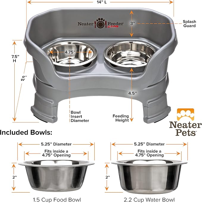 Neater Feeder Deluxe Mess-Proof Elevated Dog Bowls for Small Dogs (Up to 19 lbs), 2 Height Adjustable (6” & 7.5”) No-Spill Raised Dog Bowl Stand, Stainless Steel Food Bowl Set, Made in USA, Gunmetal - Image 9