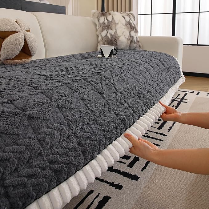 Non Slip Couch Covers for Dogs, Pet-Friendly Washable Couch Covers for 3 Cushion Sofa Pet Couch Cover (Dull Grey, 35.4'' x 83'') - Image 4