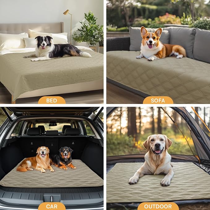 Luciphia Waterproof Couch Cover for Dogs, Non-Slip Pet Sofa Protector | Non-slip waterproof couch cover scratch-resistant machine washable protects sofa bed from spills fur, Taupe White, 68" x 82" - Image 7