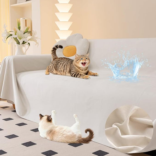 LOllON Cat Scratch Couch Cover Waterproof 118"x91" Non-Slip | Pet-Friendly Couch Protector, Anti-Scratch & Waterproof Sofa Cover For Cats Dogs Kids, Machine Washable by Loiion