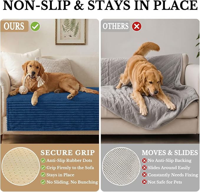 Smiry Waterproof Couch Cover for Dogs, Washable Non Slip Plush Protector | Waterproof Protection, Plush Flannel, Non Slip Backing, Pet Hair & Scratch Protection, Soft Cover (36" x 71") - Image 3