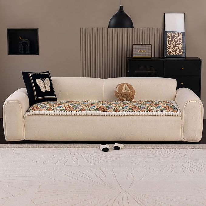 STACYPIK Retro Floral Pet Couch Seat Covers Thick Quilted Sofa Cushion Covers for Dogs Washable 3 Seater Non Slip Slipcover Sofa Seat Protector Pet Proof Mat Bed Cover for Sectional-27.6X70.9IN - Image 8