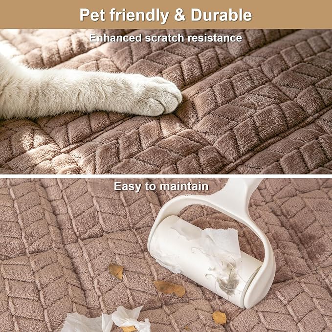 Thick Pet Couch Covers for Sofa (27.6"x70.9",Dark Brown) | Soft Sofa Covers for 3 Cushion Couch, Machine Washable，Non Slip Sofa Cover, Flannel Dog Pet Friendly Couch Covers Protector - Image 3