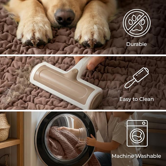 PAULATO BY GA.I.CO. Waterproof Blanket for Bed – Twin Size Cover for Incontinence – Machine Washable Stain-Resistant Protector for Couch and Sofa – Absorbent Pad - Soft Taupe - Image 4