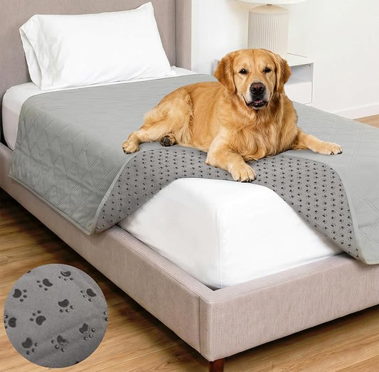 GORILLA GRIP® Waterproof Dog Blanket, 82x52, Leakproof Couch Cover for Dogs, Silicone Grip Backing, Protects Sofa, Sectional, Bed, Crate, Car & RV, Tear-Resistant Washable Pet Blanket Light Gray by Unknown