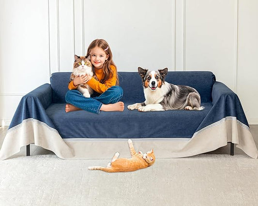 Loiion Cat Scratch Proof Furniture Protector Waterproof Sofa Cover 134"x91" | Pet-Friendly Couch Protector, Anti-Scratch & Anti-Slip Sofa Cover For Cats Dogs Kids, Machine Washable by Loiion
