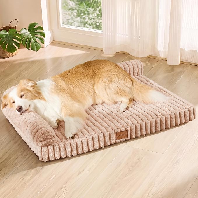 Orthopedic Calming Large Dog Bed Pet Sofa Bed 48''X30'' Beige | 2-Sided Pet Couch Large Sized Dog, Soft Egg-Crate Foam Dog Mat, Waterproof Removable Washable Cover, Nonskid Bottom Cat Bed by Unknown