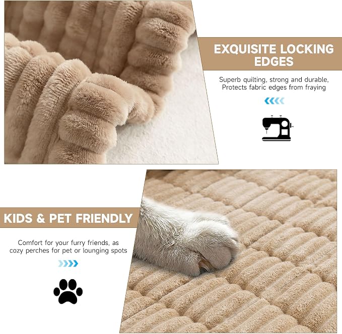 OTOB Pet Couch Cover Washable, Anti Slip Dog Sofa Covers Protector | Coffee, 31.5" x 82.7", All Seasons, Soft Fuzzy Plush, 3 Cushion Furniture Protector, Breathable, Thick Wear-Resistant - Image 5