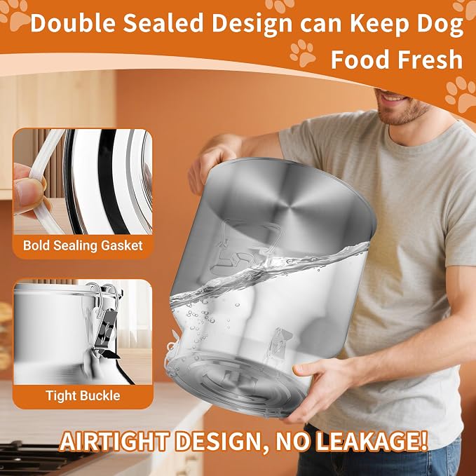 Metal Dog Food Storage Container 18Lbs, Stainless Steel Dog Food Storage Container with Lids Airtight, Pet Food Storage Container for Dogs, Cat Food Bin with Spoon, Keep Food Fresh, Easy to Clean - Image 5