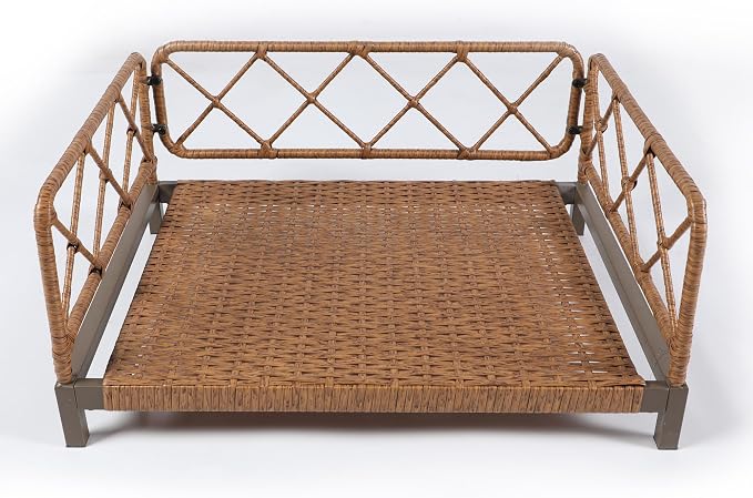Elevated Waterproof Dog Beds with Egg Crate Foam Support Pet Bed, Outdoor Dog Sofa Bed PE Wicker Orthopedic Pet Couch Bed with Washable Removable Cushion for Medium, Small Dogs, Brown - Image 6
