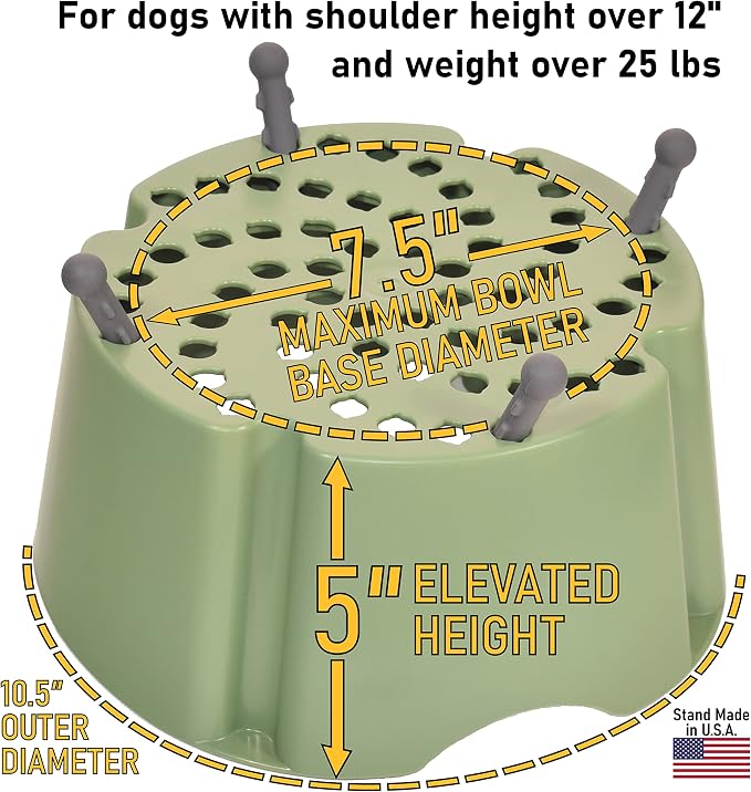 My Bowl Stand | 5” Elevated Stand for Any Dog Bowl up to 7.5” Width, Made in USA, Lift Your Pet’s Food or Water, Reduces Joint Strain, Sturdy + Washable + Stackable, Adjustable Raised Feeder - Image 2