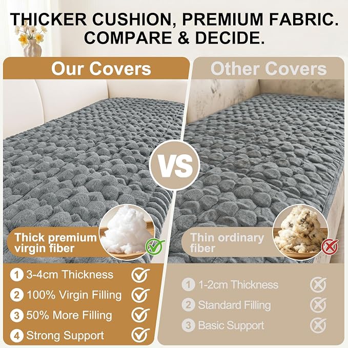 Smiry Non Slip Couch Covers for Dogs, Scratch Resistant Pet Sofa Protector | Machine Washable Soft Fuzzy Thick Furniture Cover for Sofa Loveseat Sectional Large Dogs, Grey, 27.6" x 95" - Image 4