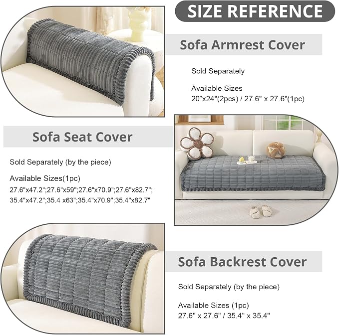 OstepDecor Couch Cover for Dogs, Washable Non Slip Sofa Cover for Pets, Soft Couch Covers for Sofa, Loveseat and Sectional, Furniture Protector Against Pet Hair & Scratches (35.4" x 82.7", Dark Grey) - Image 3