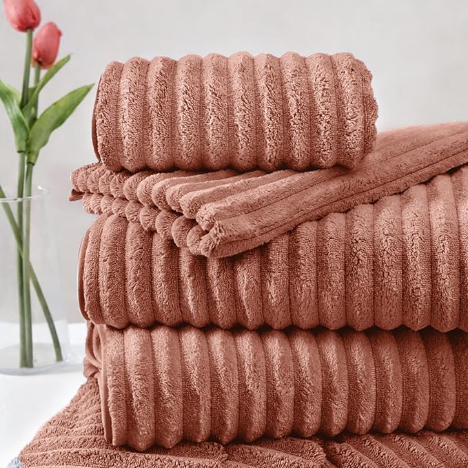 Extra Large Bath Towel Set 10 Piece, XL Bath Towels 35"x67" Oversized Bath Sheets, 280 GSM Microfiber Quick Dry Absorbent Towels, 5 Bath Sheets & 5 Hand Towels (Terracotta) - Image 7