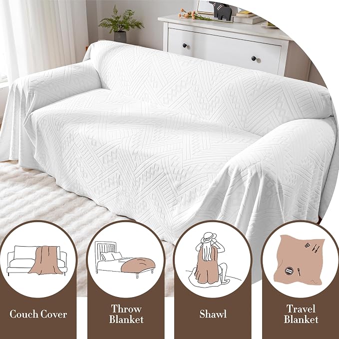 Waterproof Couch Cover, Reversible, Pet-Friendly, Washable and Anti-Slip Sofa Covers for Sofa Protection with 2 Cushions, Ideal Sofa Slipcovers for Dogs and Cats (71×102in/White) - Image 6