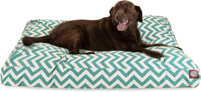 Majestic Pet Chevron Rectangle Dog Bed Washable – Non Slip Comfy Pet Bed – Crate Bed with Removable Washable Cover – Kennel Bed for Sleeping, Polyester Fiber, X-Large, Teal by MajesticPet