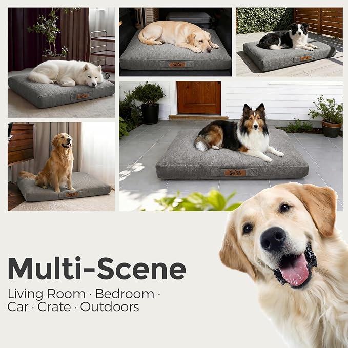 Sytopia Outdoor Dog Bed, 42" XL Orthopedic Dog Bed for Extra Large Dogs (90 lbs), Durable Waterproof Pet Bed, Heavy Duty Dog Crate Pad, Washable Removable Cover, Anti-Slip Bottom, Dark Gray - Image 6