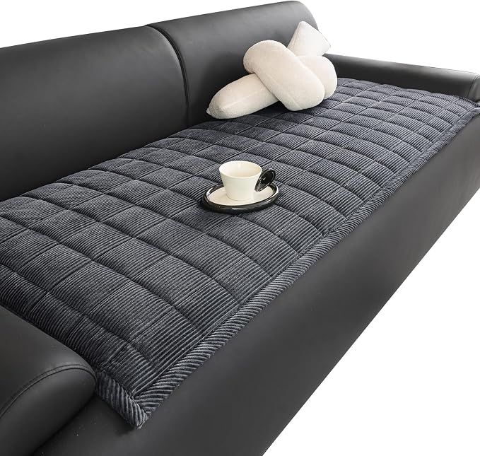 HAOYONG Couch Covers for Dogs Washable, Non Slip Fuzzy Durable Couch Covers for Extra Large Loveseat Sofa Pet Friendly Furniture Protector Covers Dog Mat for Couches (Dark Gray, 27.6"×70.9") by HAOYONG