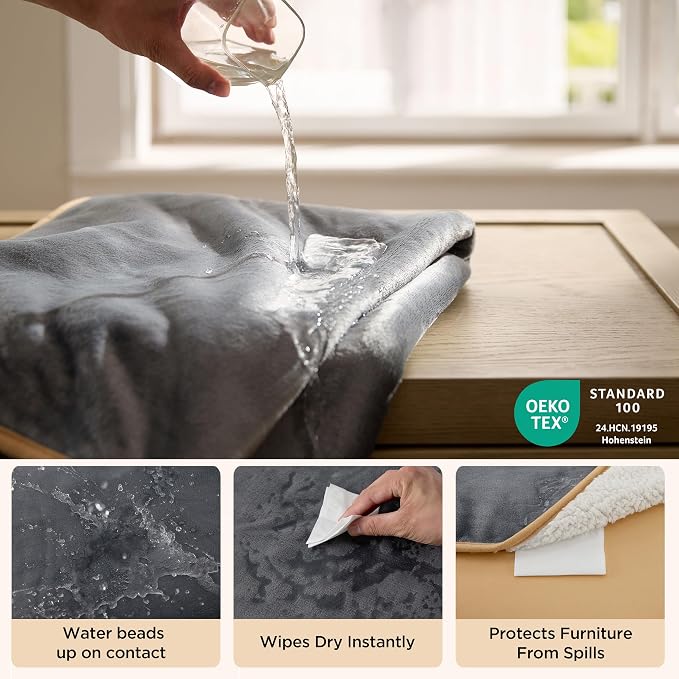 Bedsure Waterproof Blanket for Bed Soft Sherpa Fleece Throw,King 108"x86" | Plush Cozy Calming Reversible Dog Blankets for Large Senior Dogs,Warm Bed Couch Cover,Pet Furniture Protector,Grey - Image 3