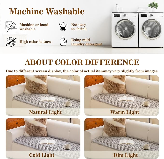 MYSKY HOME Couch Covers for 3-4 Cushion Sofa Pet Friendly, Couch Cover for Dogs, Sofa Covers for Pets Washable, Soft Non-Slip Sofa Slipcovers Furniture Protector Covers, Light Grey, 27.6" x 82.7" - Image 7