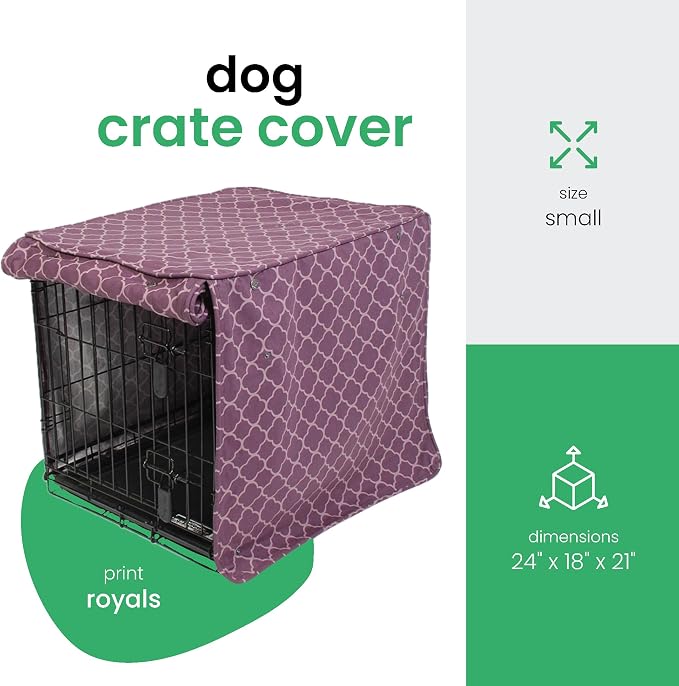 Molly Mutt Royals Dog Crate Cover, 100% Cotton Canvas Cover with 2 Roll-Up Panels, Ideal for Dog or Cat Crate, Durable, Washable, and Free of Harmful Chemicals, 24" x 18" x 21" - Image 2
