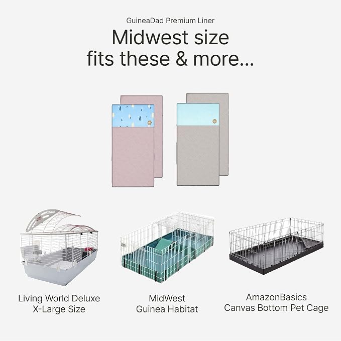 GuineaDad Premium Liner – Fleece Guinea Pig Cage Liner – Ultra-Plush Reusable Fleece Bedding with Waterproof Bottom – Extra Absorbent Liner for 2x4 C&C Cage (Cotton Candy) - Image 9